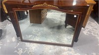 Mahogany Mirror with Carved Crest