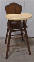 (AF) Vintage Wooden Locking Baby High Chair