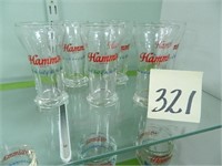 (6) Hamm's Pilsner Glasses (5") -