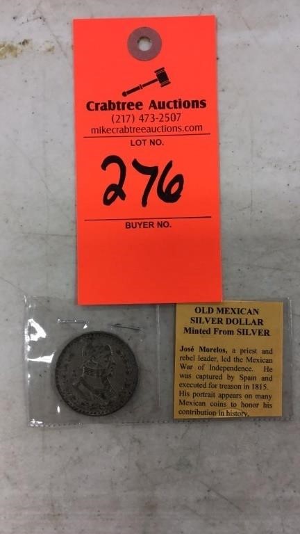 Old Mexican Silver dollar- minted from silver