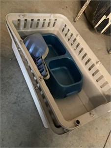 Pet Carrier and Feeding Dishes