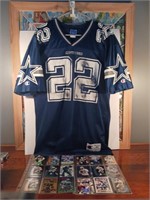 B4) EMMIT SMITH JERSEY and 22 cards. Numbers are