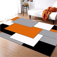 Orange Grey Black White Geometric Area Rugs, Moder