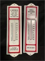 Pair Of  Metal Advertising Thermometers H. Katzen
