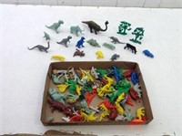 Box Flat of Mostly Plastic Dinosaurs