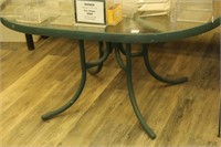 (3) glass top patio tables, oval in shape, largest