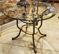 PAIR BEVELED GLASS END TABLES