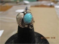 Silver? Unmarked Ring w/Turquoise Native