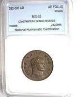 292-306 AD Constantius I NNC MS-63 AE Follis