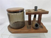 Pipe Rest w/Glass Humidor & 1 Pipe