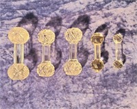 5 crystal knife rests some marked Imperial Glass