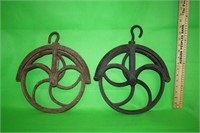 Pair of Cast Iron Pulleys, 14" Tall
