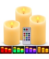 3 PACK FLAMELESS LED CANDLES LIGHT RGB