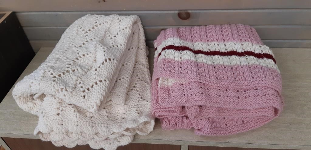 Lot of 2 Hand Knitted Blankets