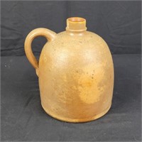 Half Gallon Stoneware Whiskey Jug 8"T (has a chip