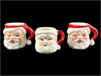 (3) Vintage Santa Claus Christmas Mugs