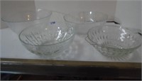 4 Glass Bowls , largest is 9" W