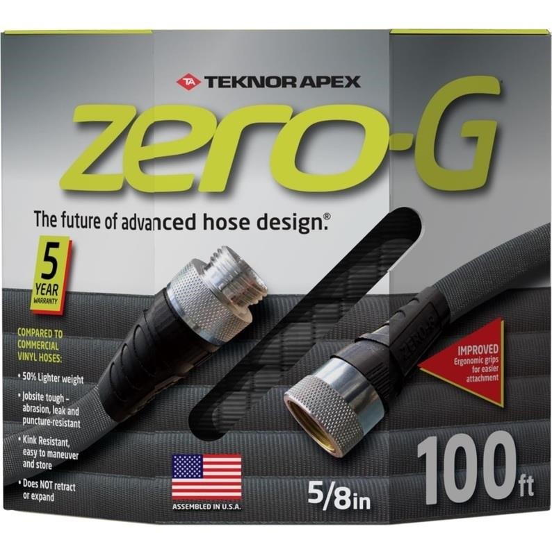 zero-G 4001-100 Garden Hose, 5/8" x 100', Gray