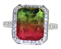 Elegant 6.20 ct Watermelon Quartz Designer Ring