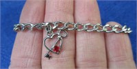 stering silver heart charm bracelet