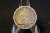 1876 Seated Liberty Silver Quarter