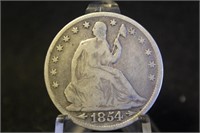 1854 Seated Liberty Silver Half Dollar