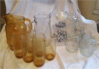 Water pitchers, glasses, mugs & Pyrex juice server