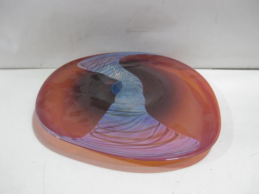 16"X 13" Hand Blown Glass Art Platter