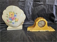Porcelain Clam Shell Vase, Bakelite Clock
