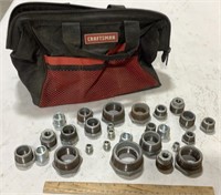 Metal pipe fittings w/craftsman tool bag