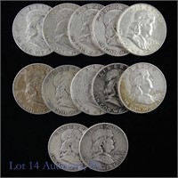 Silver Franklin Half Dollars (12)