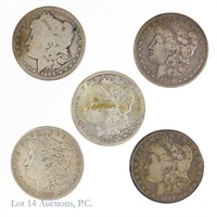 1888 - 1890 Silver Morgan Dollars (5)