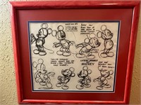 Rare 1938 Mickey framed model sheet