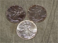 3 American Eagle .999 SILVER Troy ounce coins