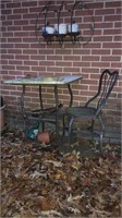 Metal marble top table with chair