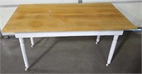 57" x 32" x 29" Wood Table On Wheels
