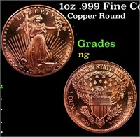 1oz .999 Fine Copper Bullion Round - Saint-Gaudens