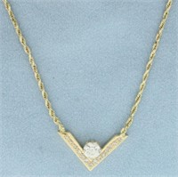 Vintage Old European Cut Diamond V Rope Necklace i