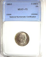 1989-D Nickel MS67+ FS LISTS $675 IN 66+ FS
