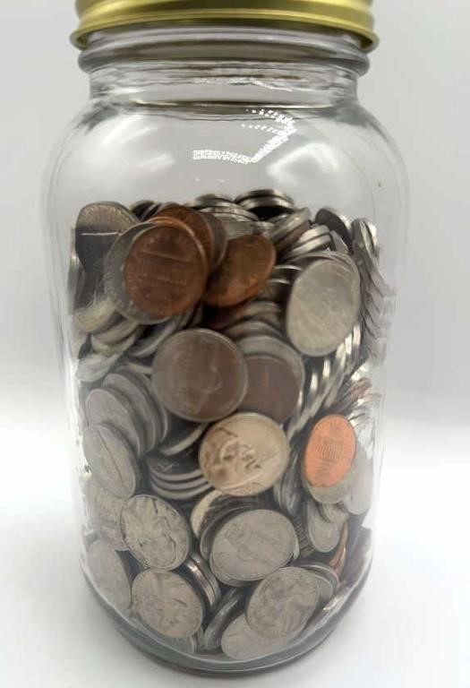 6 lb 11 oz Mixed Coins Mostly Nickels Jar