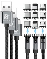 NEW 3PK 3-in-1 Charging Cables Magnetic Nylon