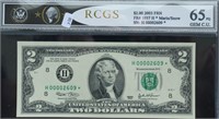 RCGS MS65 PQ STAR 2 $ FEDERAL RESERVE NOTE