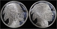 (2) 1 OZ .999 SILVER BUFFALO ROUNDS