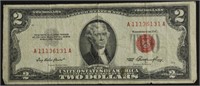 TWO DOLLAR RED SEAL VF FANCY SERIAL NUMBER