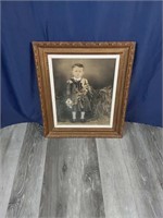 Victorian Boy Picture w/ original Wood Frame