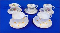 (5) Tea Cups & Saucers