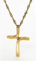 14kt Gold Diamond Cross w' 30" Necklace