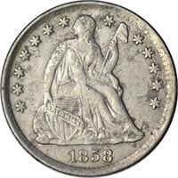 1858-O SEATED LIBERTY HALF DIME - VF DETAILS