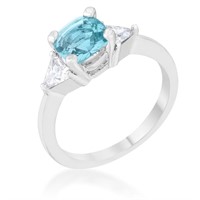 Cushion 1.80ct Aquamarine & White Sapphire Ring
