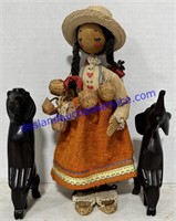 Vintage Handmade Doll And Vintage Hand Carved